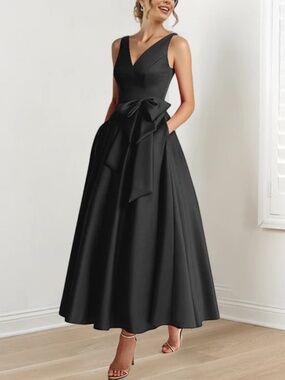 V Neck Sleeveless Ankle Length Gown
